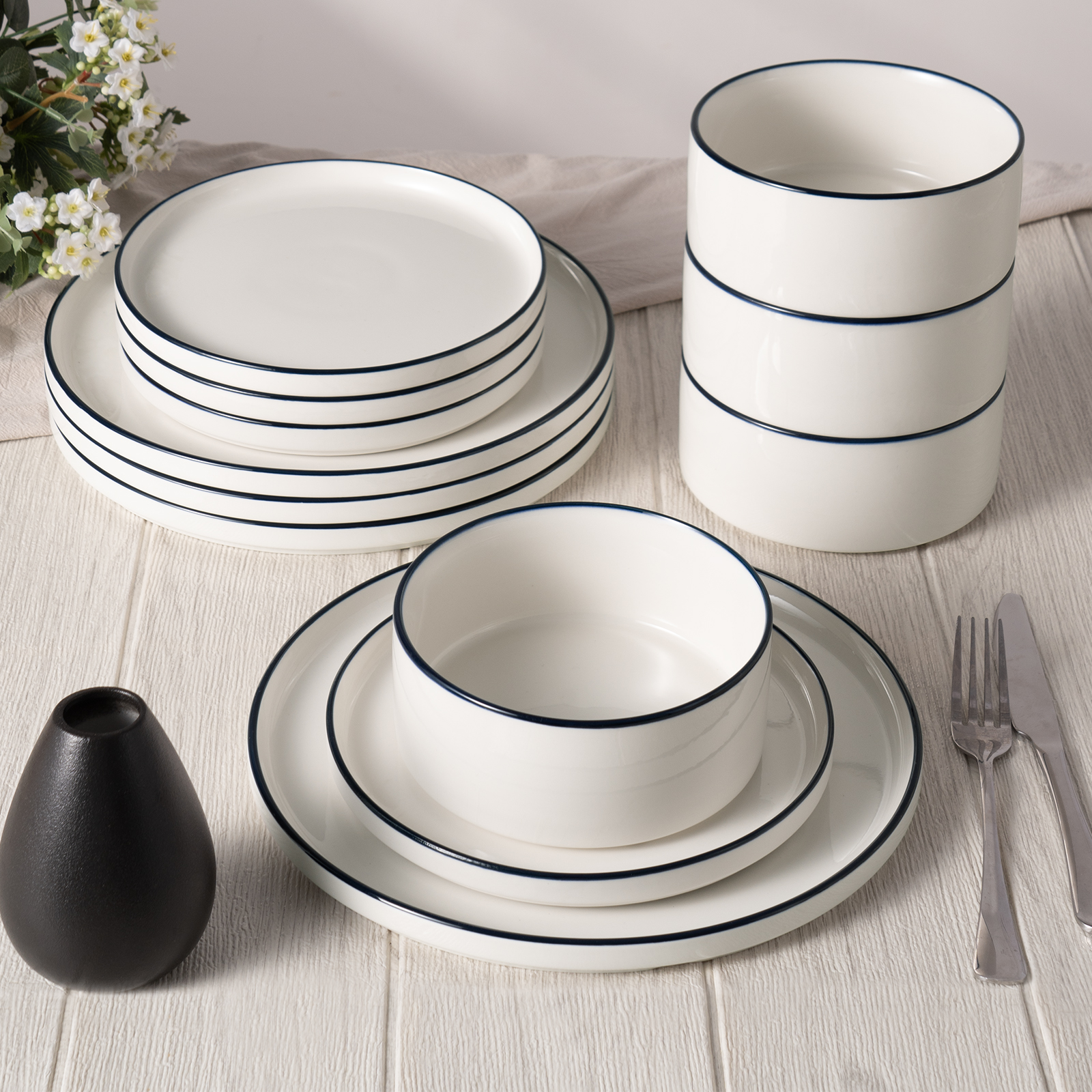 Porzellan Serie 12 Stück Geschirr Set - Image 9