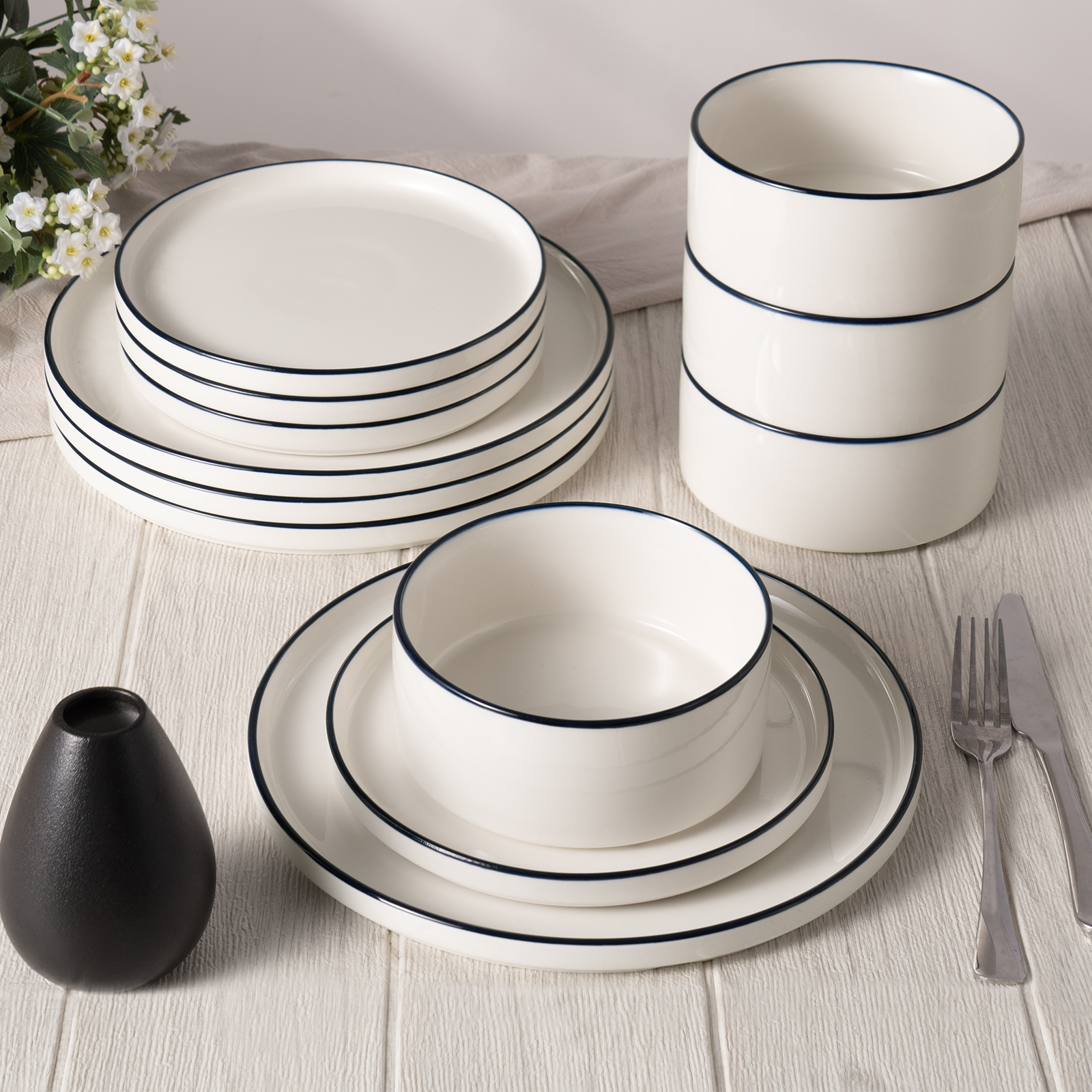 Porzellan Serie 12 Stück Geschirr Set - Image 6